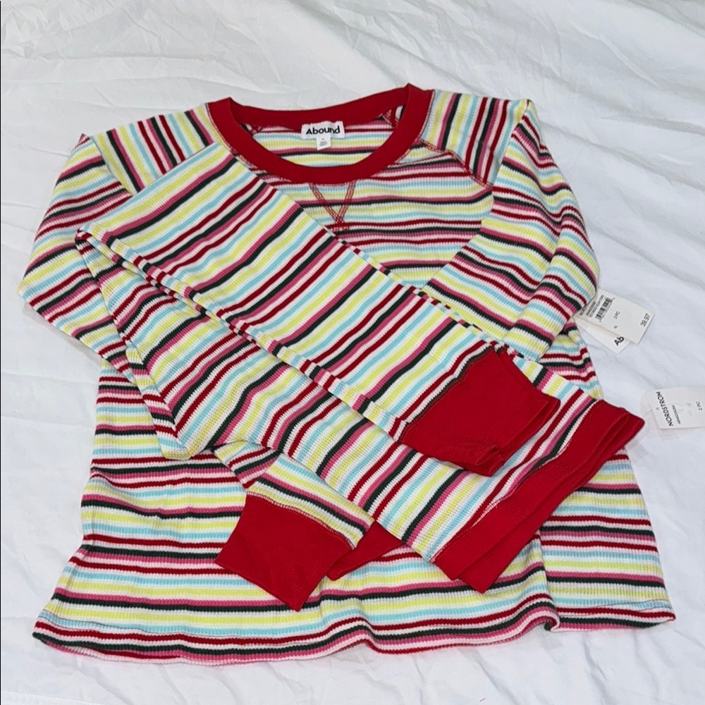 Abound women’s Striped Pajamas - Red and Multicolor top and pants